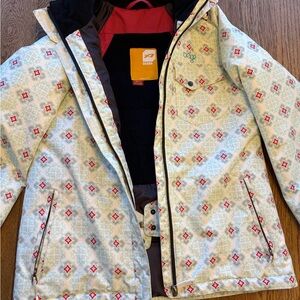 Orage Kids' Patterned Raincoat - Cream and Red